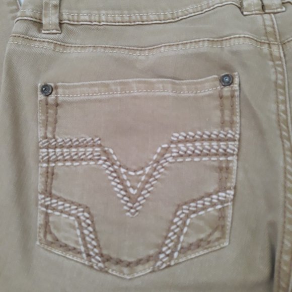 Cache Jeans - Tan with jewel embellishments and topstitching - Tan  -  Size 8 - Picture 6 of 10